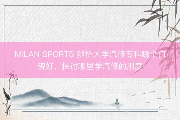 MILAN SPORTS 辨析大学汽修专科哪个口碑好，探讨哪里学汽修的用度