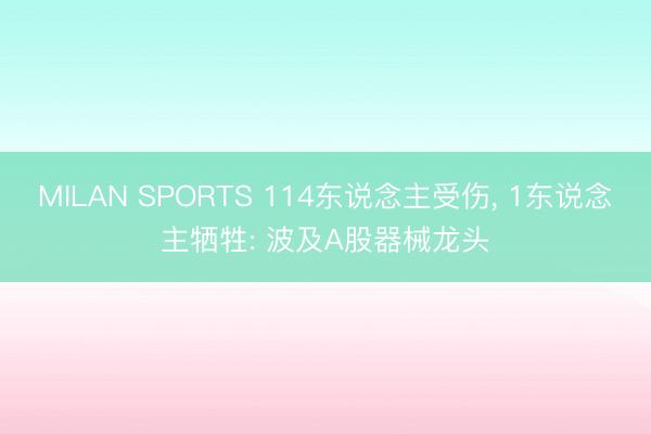 MILAN SPORTS 114东说念主受伤, 1东说念主牺牲: 波及A股器械龙头